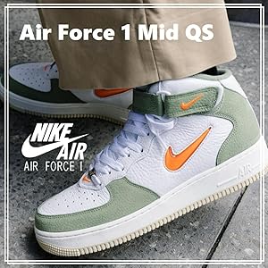 Amazon.com | Nike mens Air Force 1 Mid Qs, White/Oil Green